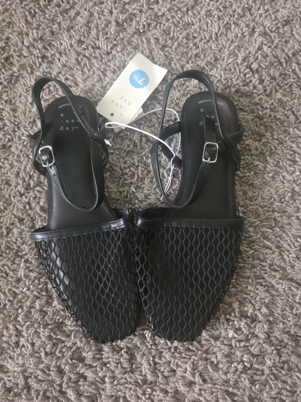 a new day Women's Black Mesh Slingback Flats